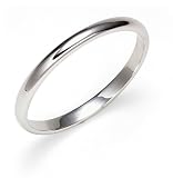14k White Gold 2mm Plain Half Round Band