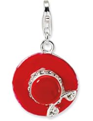 Sterling Silver CZ Enamel Hat with Lobster Clasp Charm