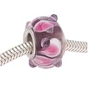 Murano Style Glass Lampwork Bumpy Bead Fits Pandora Purple Pink White 15mm (1)