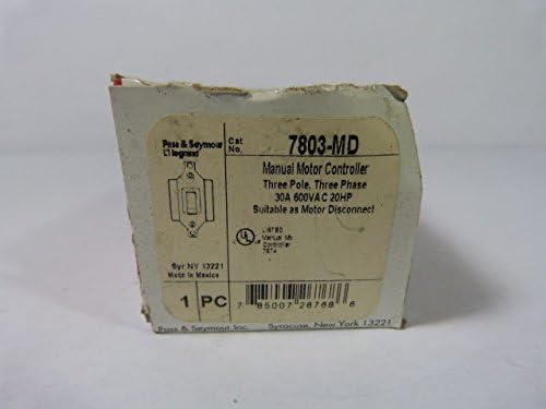 Pass & Seymour 7803MD 600 Volt AC at 3-Phase 30 Amp 3 Pole AC Manual Controller Switch