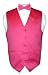 image and picture of Covona Men's Solid HOT PINK FUCHSIA Dress Vest BOWTIE Set for Suit or Tuxedo