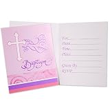 Faithful Dove Pink Baptism Invitations (8) Party Supplies