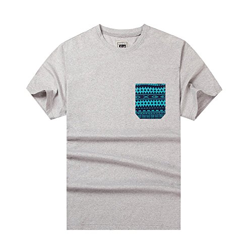 Beautiful Giant Men's Jacquard Pocket T-Shirt Crew-Neck Short Sleeve Tee Pocket Tee