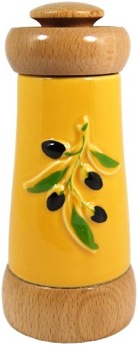 Morel Yellow Porcelain Salt Olive Motif