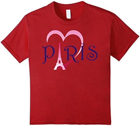 Kids Paris T Shirt I Love Heart Paris tees 8 Cranberry