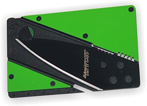 Credit Card Sized Folding Wallet Knife- Perfect Pocket or Survival Tool With Durable, Polished Stainless Steel. 100% Lifetime Guarantee. You'll Love It!! (Bright Green)