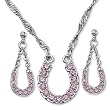 Rhinestone Horseshoe Necklace and Earrings Set, Pink
