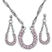 Rhinestone Horseshoe Necklace and Earrings Set, Pink