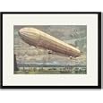 Black Framed/Matted Print 17x23, Zeppelin Above Lake Constance