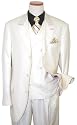 Steve Harvey "Code Red" Cream Shadow Stripes With Black Hand-Pick Stitching Super 120's Wool Vested Wideleg Suit By Zanetti