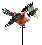 Crow Lady Jiggle Wings Garden Stake Statuary