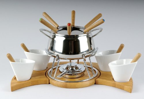 Nouvel Luna Fleisch-Fondue 19 teilig Bambus Fondue-Set 