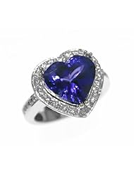 18K White Gold Tanzanite and Diamond Heart-Shaped Ring -- LIFETIME WARRANTY