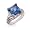 Eve's Addiction Princess Cut Blue CZ Vintage Style Cocktail Ring, 7