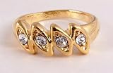Image of Fashion ring design 10 gold coloured with 4 diamantes 17mm M