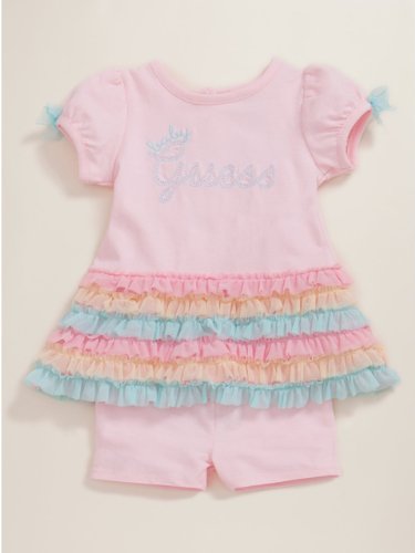 GUESS Kids Ruffle Dress with Bike Shorts Set