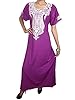 Boho Muumuu Cotton Kaftan Floral Embroidered Caftan Long Maxi Dress for Womans Medium (Small, PURPLE)