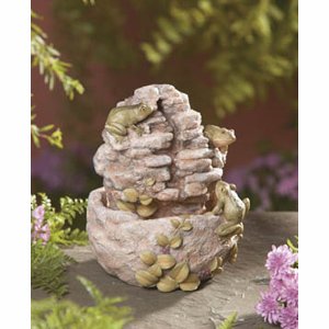 The Encore Group Frogs on Rock Table Fountain