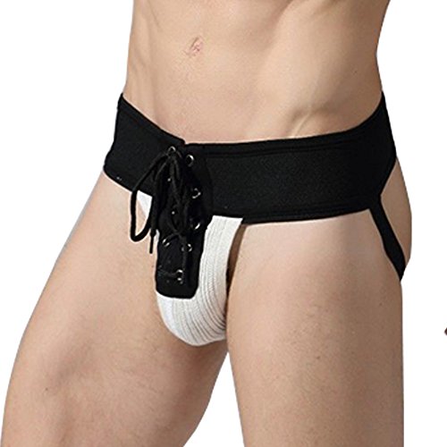 iiniim Men's Lace Up Jockstrap Sports Underwear - Medium - White