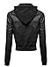 Awesome21 Women's Faux Leather Detachable Hood Biker Bomber Jacket