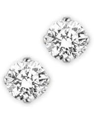 14k White Gold 4 prong Diamond Solitaire / Stud Earrings (1.00 cttw, GH color, SI2-I1 Clarity)