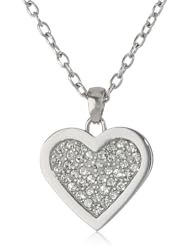 Stainless Steel Crystal Sweetheart Necklace, 16.5" + 2" Extender