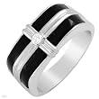 Beautiful Gentlemens Ring With Precious Stones - Genuine Diamond and Onyxes Beautifully Designed in White Gold. Total item weight 9.4g (Size 10.5)