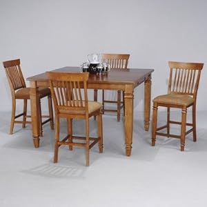 Chromcraft 10154-403-403 Cafe Xpress Farmhouse High Dining Table In Distressed Amaretto With Cherry Veneer Top