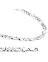 14k Solid White Gold Figaro Link Bracelet 5mm 8"