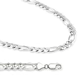 14k Solid White Gold Figaro Chain Necklace HEAVY 7mm 22