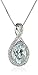 14k White Gold, Aquamarine, and Diamond (1/10 cttw, H-I Color, I2-I3 Clarity) Oval Pendant Necklace, 18