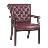 Kitchen & Housewares : Traditional Leather Visitors Chair with Padded Arms By Office Star