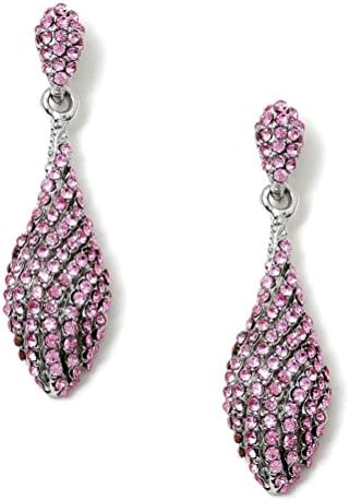 CSG Fashion Light Rose Rhinstone Pave Teardrop Shape Dangle Earrings