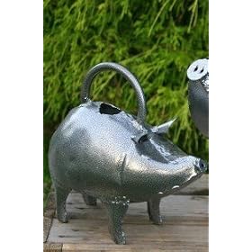 Hand Crafted Metal Baby Pig Watering Can