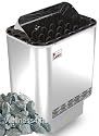 Edelstahl Saunaofen von Wellness4me Nordex 8kW mit Olivin Diabas Saunasteine (gleicher Ofen finden Sie auch als Sparpaket, mit Steine und Top aussen Steuerung in Wellness4me Shop)