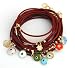 Red Leather Wrap Bracelet with Evil Eye Charms