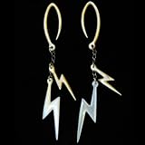 10 Gauge (2.5mm) Lightning Natural Mother of Pearl Dangle Earrings