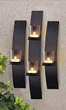 Metal Modern Art Wall Mount Candle Votive Holder Sconce Set