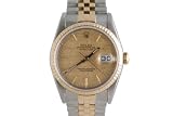 Rolex Mens 2 Tone Datejust Original Champagne Linen Dial