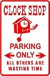 CLOCK SHOP PARKING time cuckoo repair sign