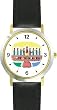 Hanukkah Candle Holder or Chanukia Judaica Jewish Theme - WATCHBUDDY&reg; DELUXE TWO-TONE THEME WATCH - Arabic Numbers - Black Leather Strap-Size-Large ( Men's Size or Jumbo Women's Size )