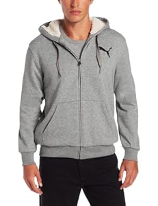 Puma Apparel Men's Sherpa Fullzip Hooded Jacket, Medium Gray Heather, X-Large