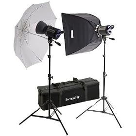 Interfit INT444 Stellar X 1000 Watt/Second 2 Head Kit with Umbrella and Softbox
