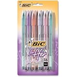BIC Cristal For Her Ball Pen, 1.0mm, Black, 16ct (MSLP16-Blk)