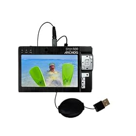 Retractable USB Cable for the Archos Gmini 500 with Power Hot Sync and Charge capabilities... by Gomadic for the Archos Gmini 500