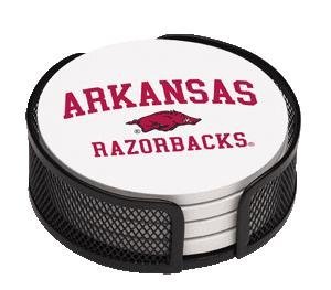 Arkansas Razorbacks 4-Coaster Gift Set w/ Wire Mesh Tray