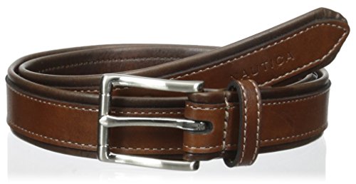 Nautica Boys' 25mm Tubular Belt with Leather Overlay, Brown, 22