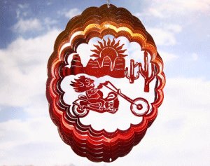Medium EyCatchers Wind Spinner Copper/Blue Classic Motorcycle Rider