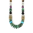 Southwestern Green Turquoise Gemstone Bead, Sterling Silver and Gold 30" Necklace by Native American Artist Tommy Singer, #7681
