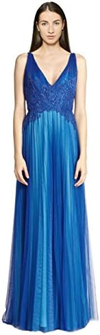 ML Monique Lhuillier V-neck Tulle Evening Gown Dress